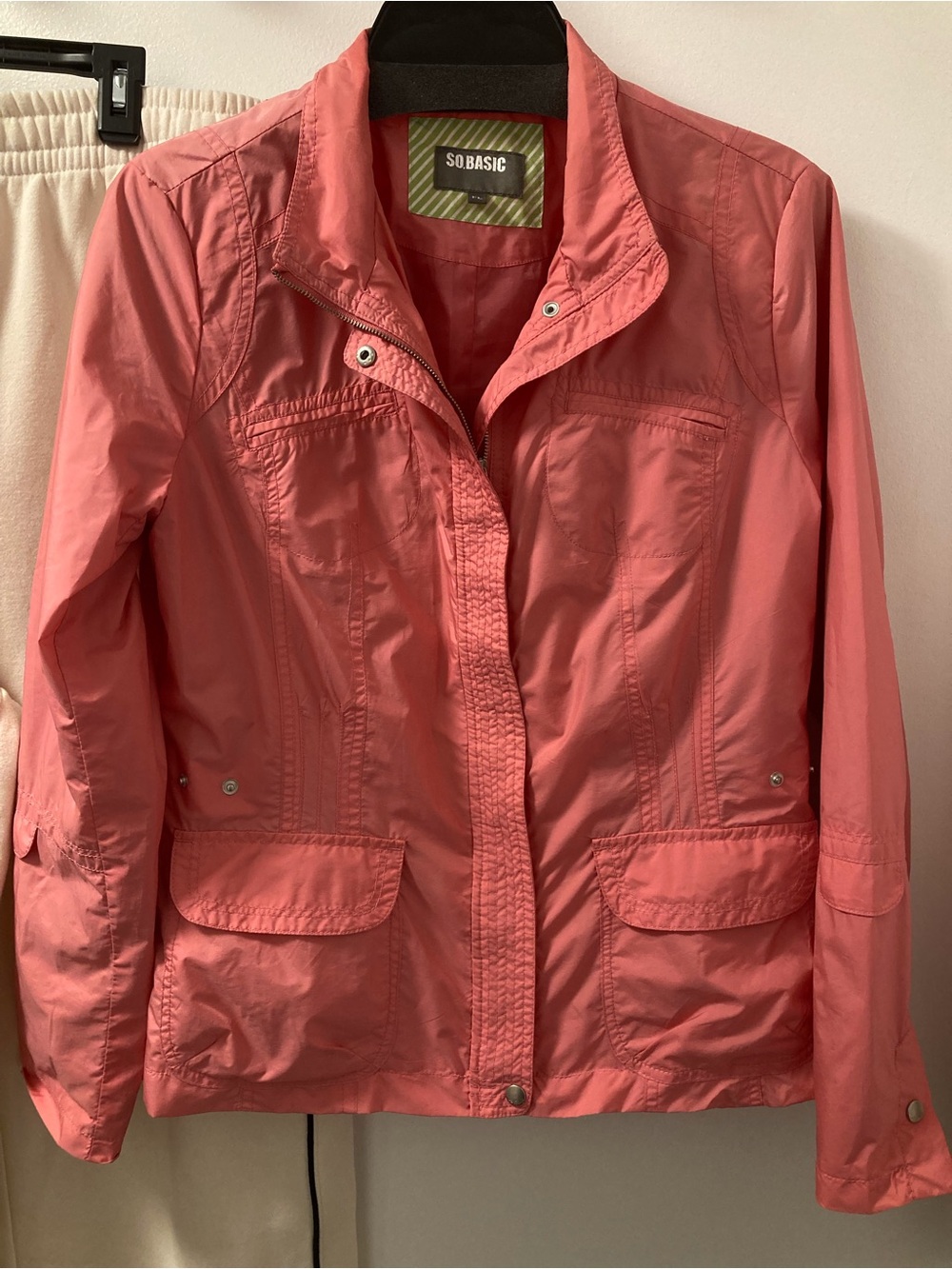 SO.BASIC Coral Pink Utility Safari Jacket Size FL Lightweight Korean Fashion